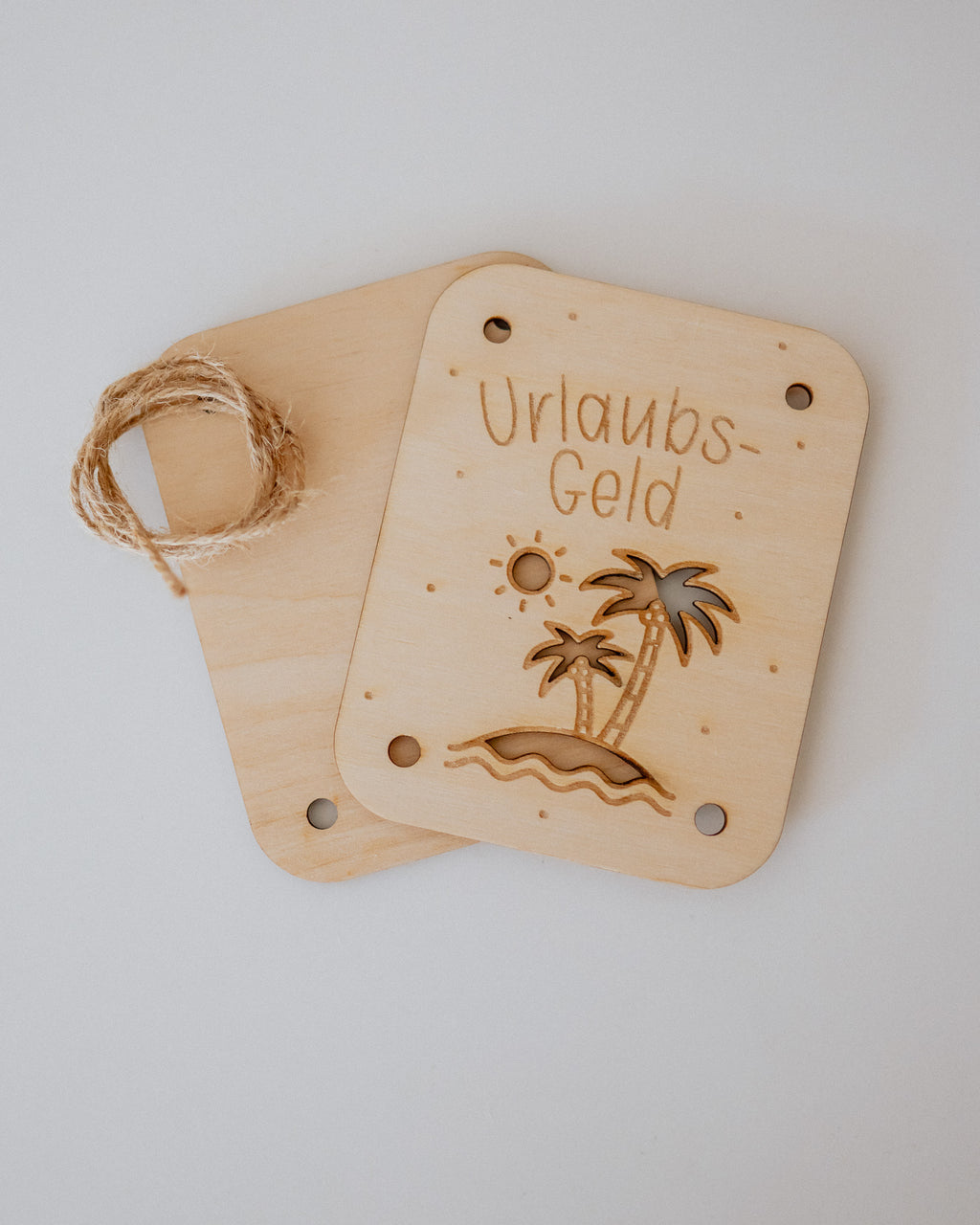 Geldgeschenk-Karte - "Urlaub" aus Holz