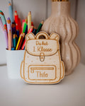 Personalisierter Rucksack aus Holz als Geldgeschenk – "Einschulung & Kindergarten"