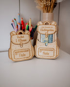 Personalisierter Rucksack aus Holz als Geldgeschenk – "Einschulung & Kindergarten"
