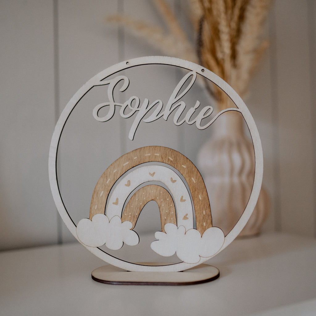 Personalisiertes Namensschild - Regenbogen