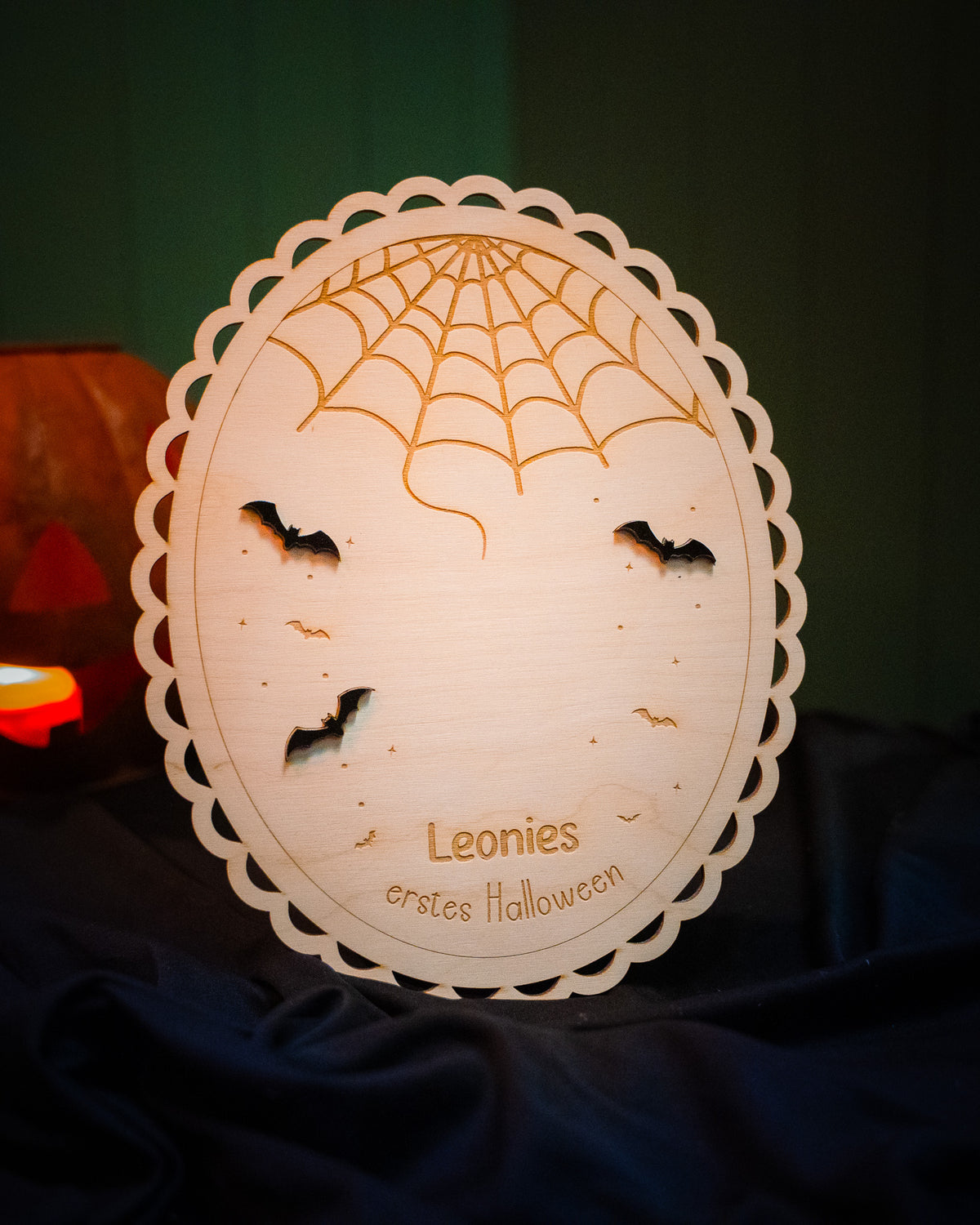 Halloween Erinnerungsstück – personalisiertes Spinnennetz mit Handabdruck