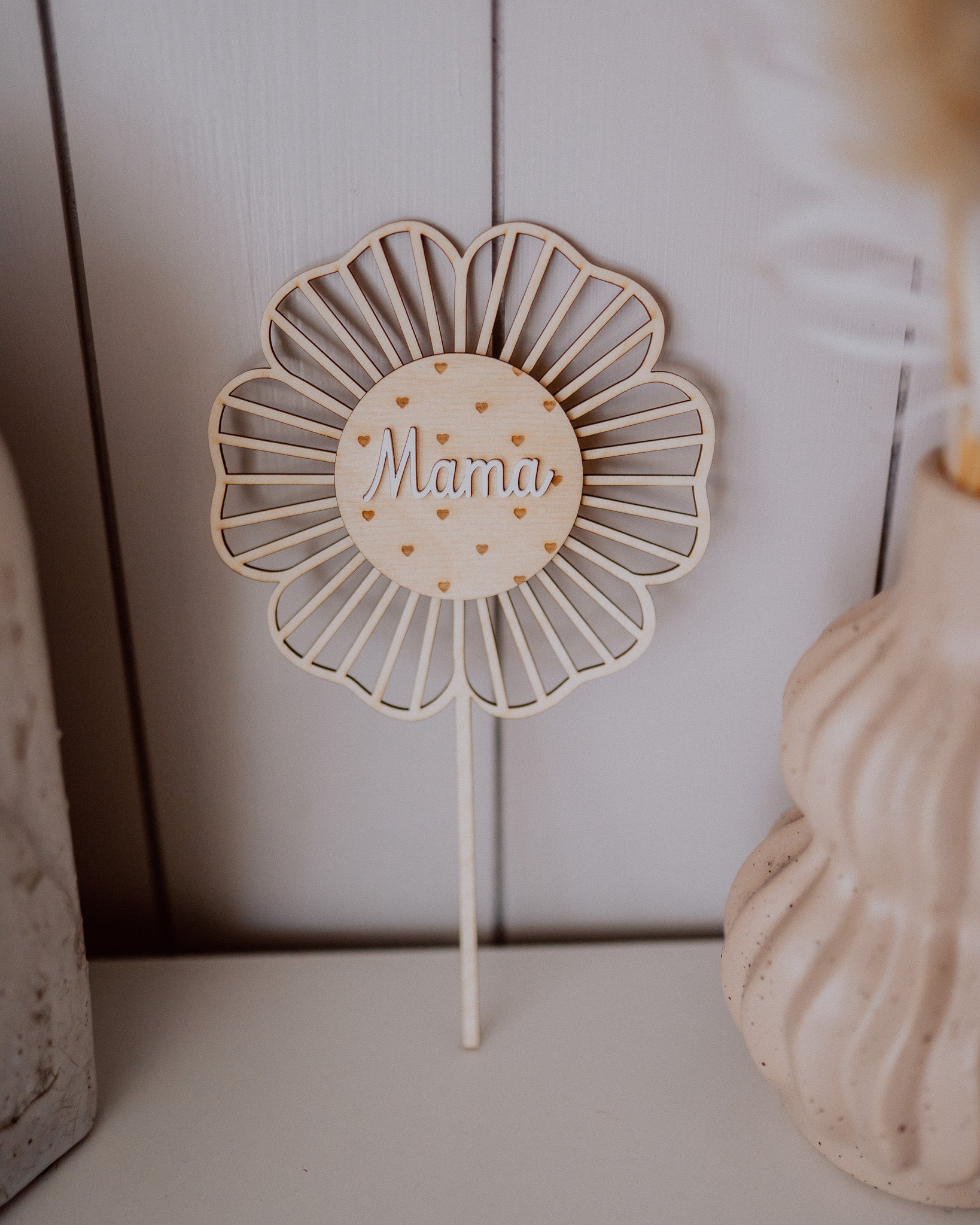 Holzblume "Mama, Papa, Oma, Opa"- Blumenschmuck / Cake Topper