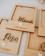 Personalisierter Holz-Bilderrahmen – Geschenk für Mama, Papa, Oma & Opa