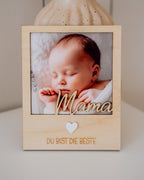 Personalisierter Holz-Bilderrahmen – Geschenk für Mama, Papa, Oma & Opa
