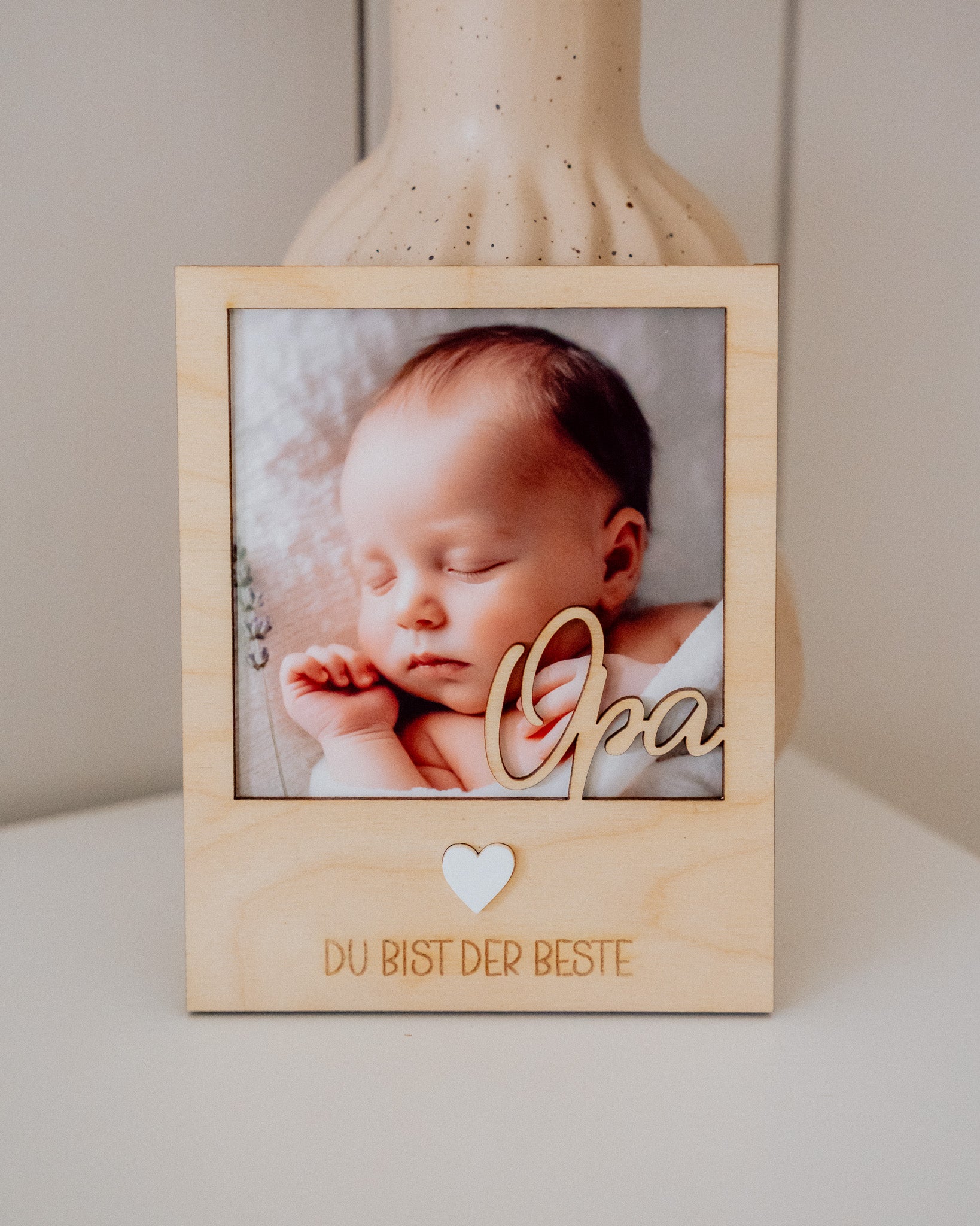 Personalisierter Holz-Bilderrahmen – Geschenk für Mama, Papa, Oma & Opa