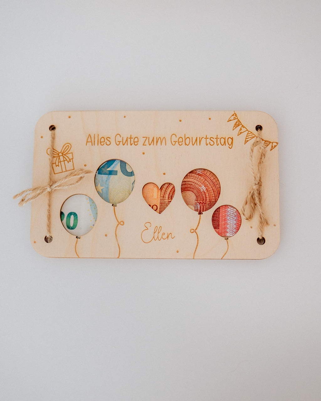 Geldgeschenk-Karte - "Alles Gute" aus Holz