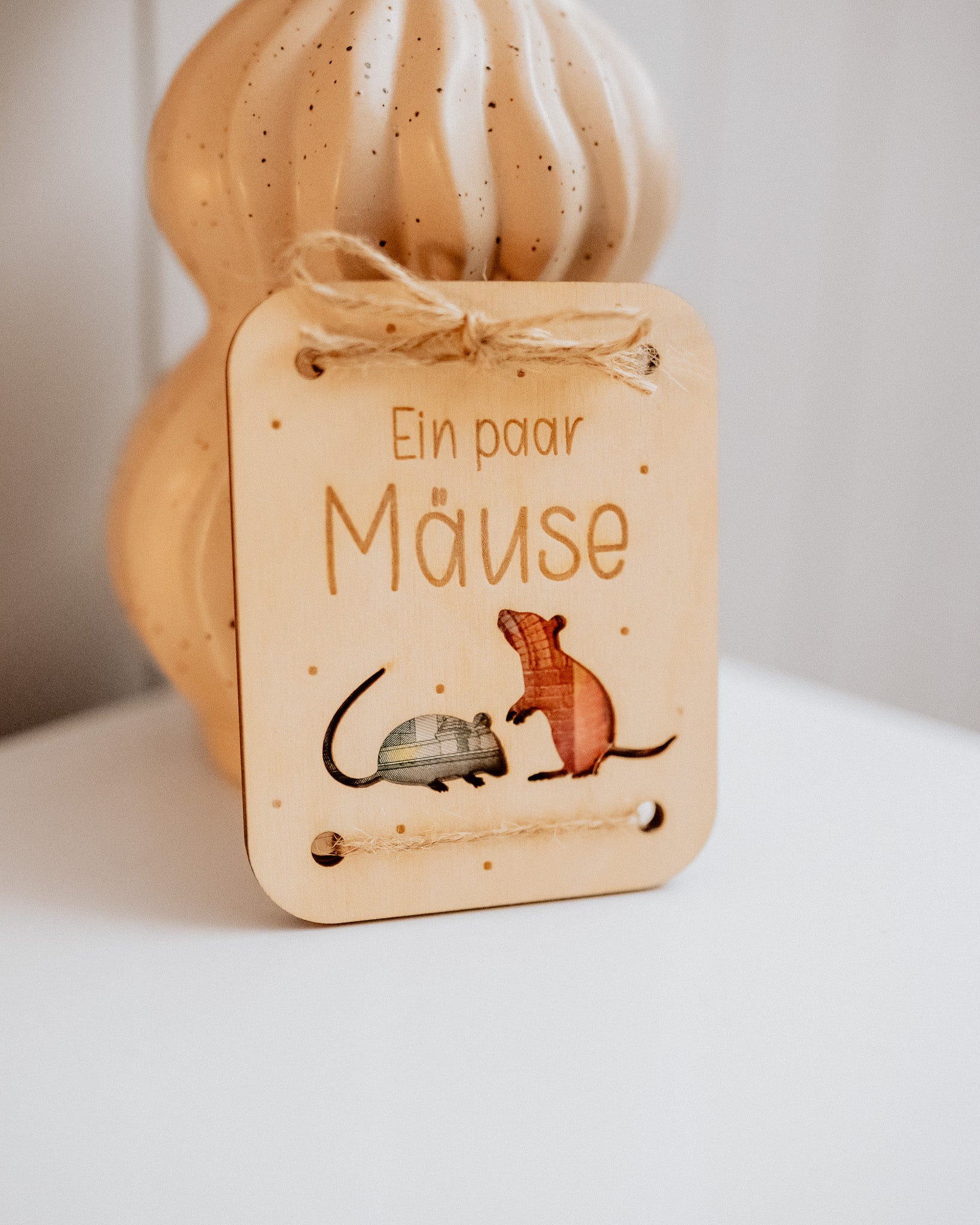 Geldgeschenk-Karte - "Mäuse" aus Holz
