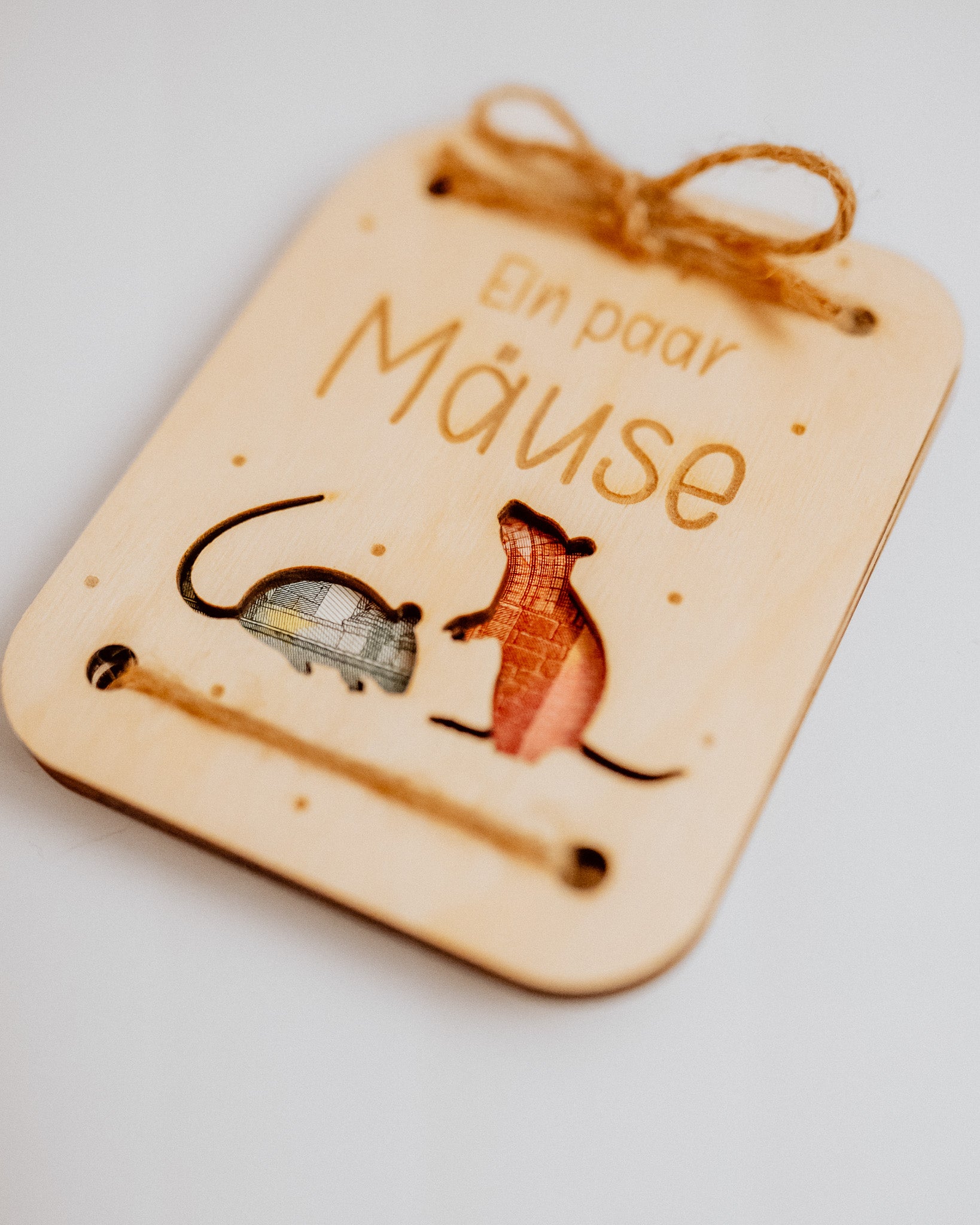 Geldgeschenk-Karte - "Mäuse" aus Holz