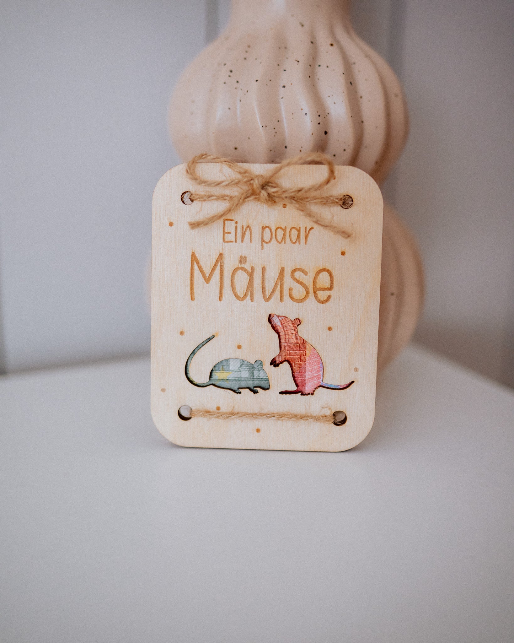 Geldgeschenk-Karte - "Mäuse" aus Holz