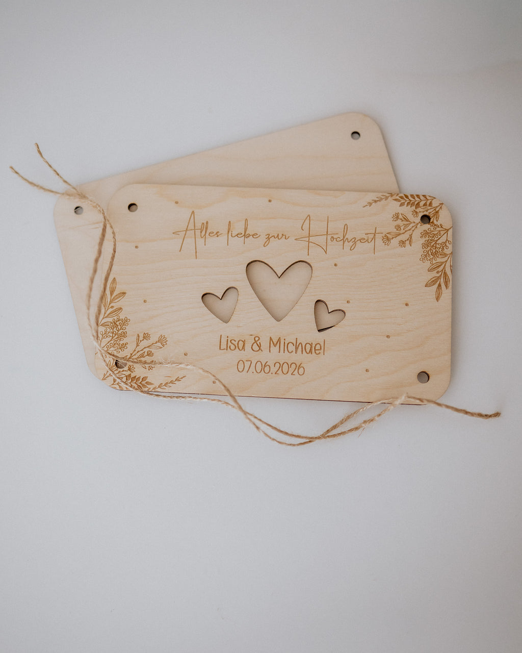 Geldgeschenk-Karte - "Hochzeit" aus Holz