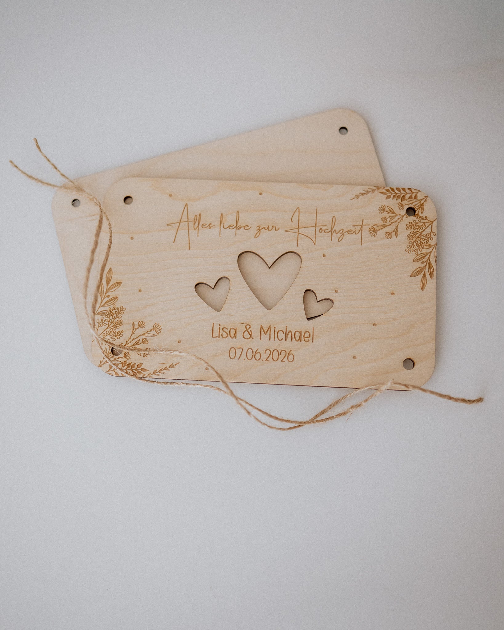 Geldgeschenk-Karte - "Hochzeit" aus Holz