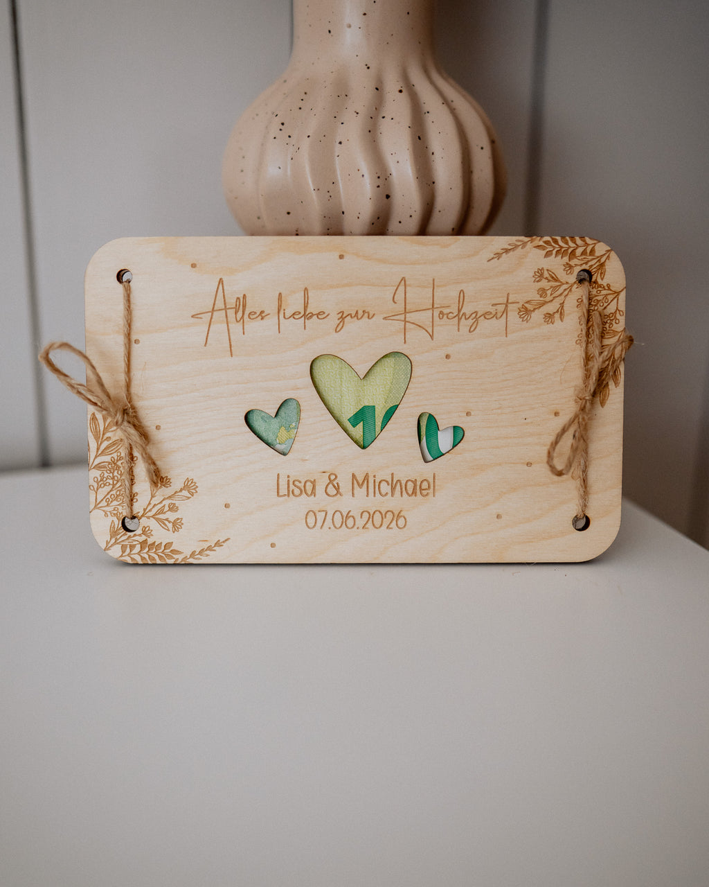 Geldgeschenk-Karte - "Hochzeit" aus Holz
