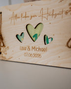 Geldgeschenk-Karte - "Hochzeit" aus Holz