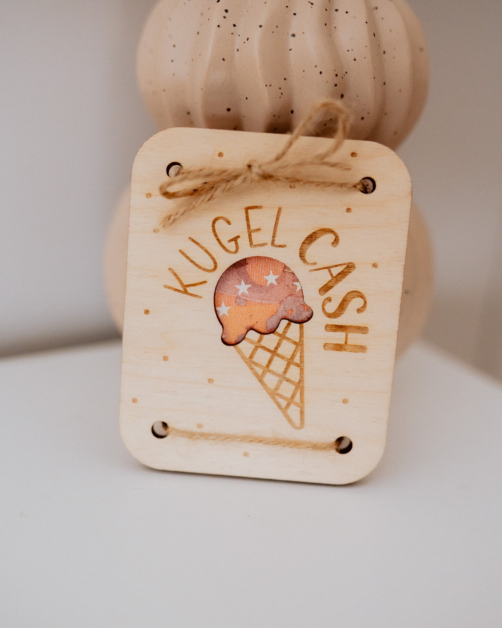 Geldgeschenk-Karte - "Kugel-Cash" aus Holz