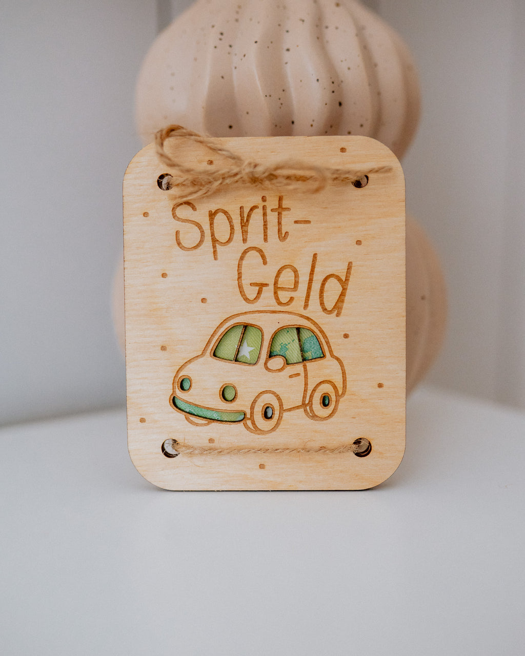 Geldgeschenk-Karte - "Sprit-Geld" aus Holz
