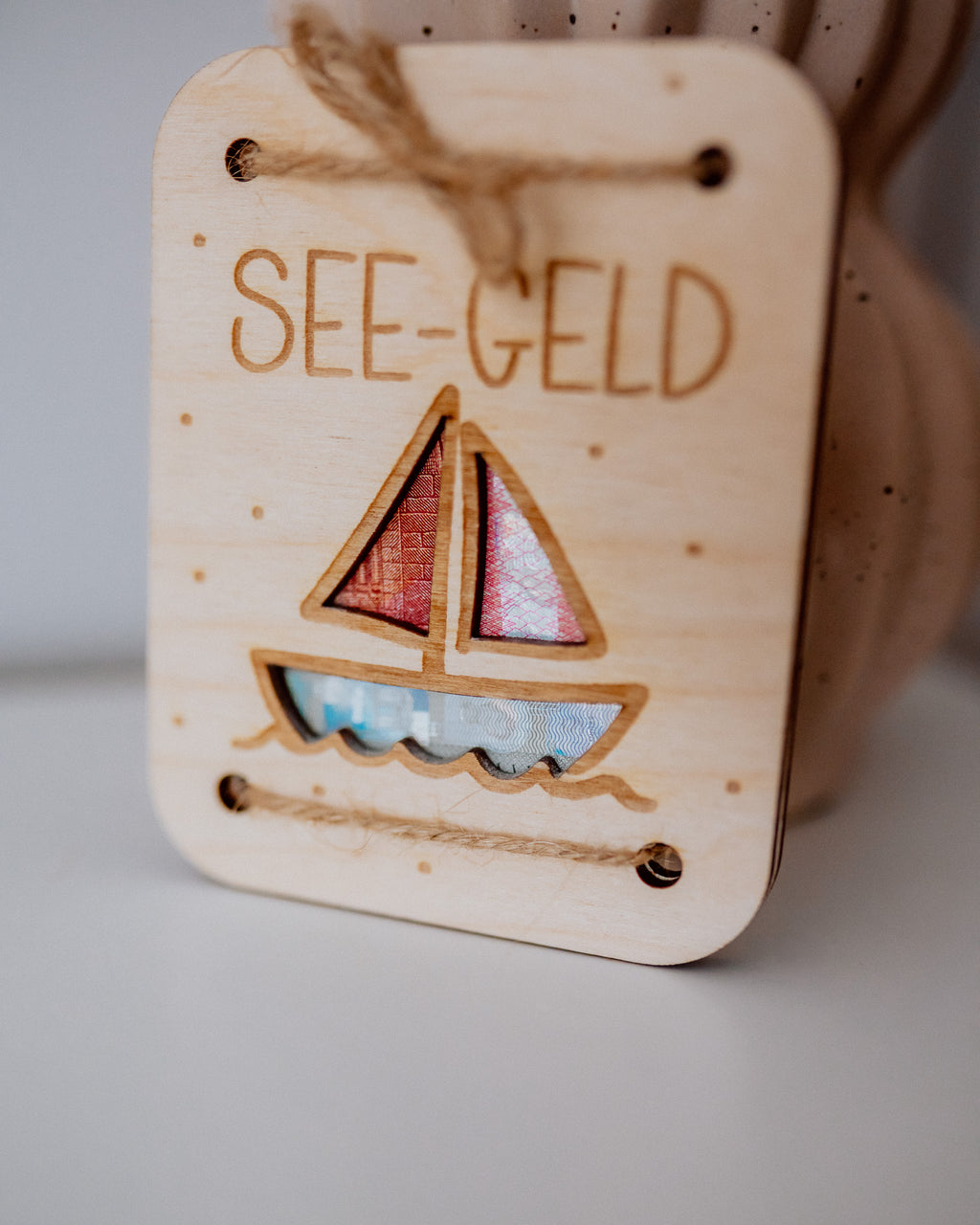 Geldgeschenk-Karte - "See-Geld" aus Holz