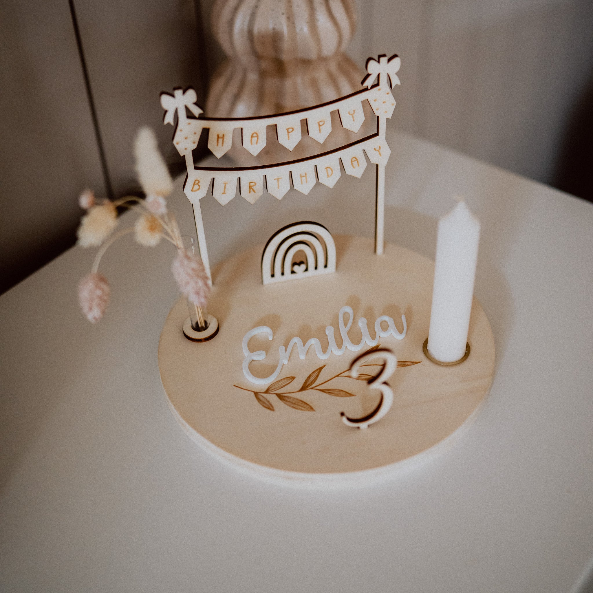 Holzkranz "Geburtstag" mit Acryl-Name