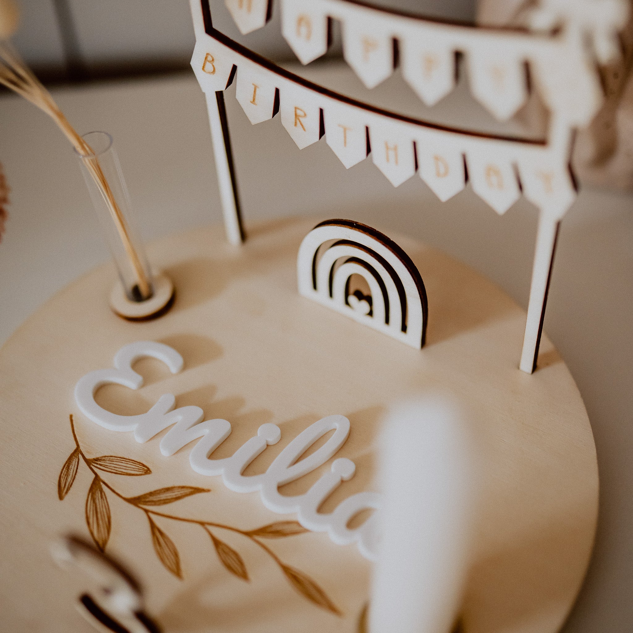 Holzkranz "Geburtstag" mit Acryl-Name