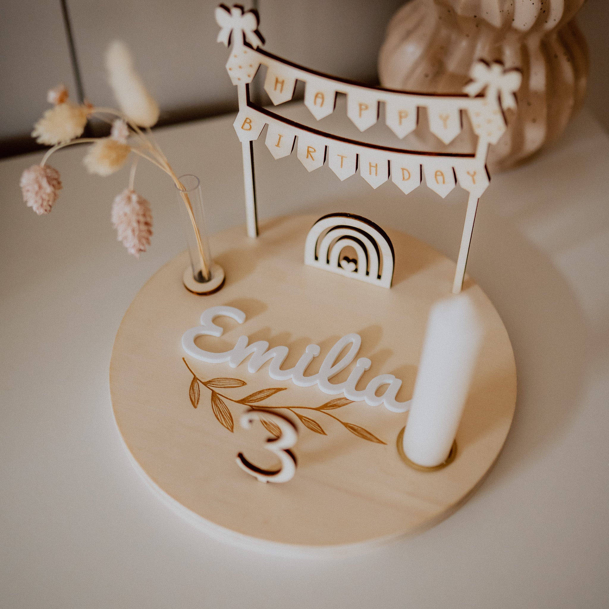 Holzkranz "Geburtstag" mit Acryl-Name