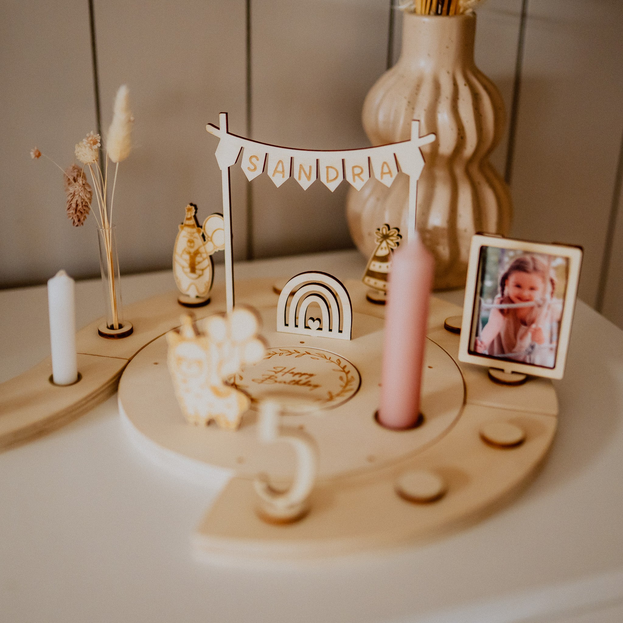 Holzkranz "Geburtstag" XXL - erweiterbar für Festtage