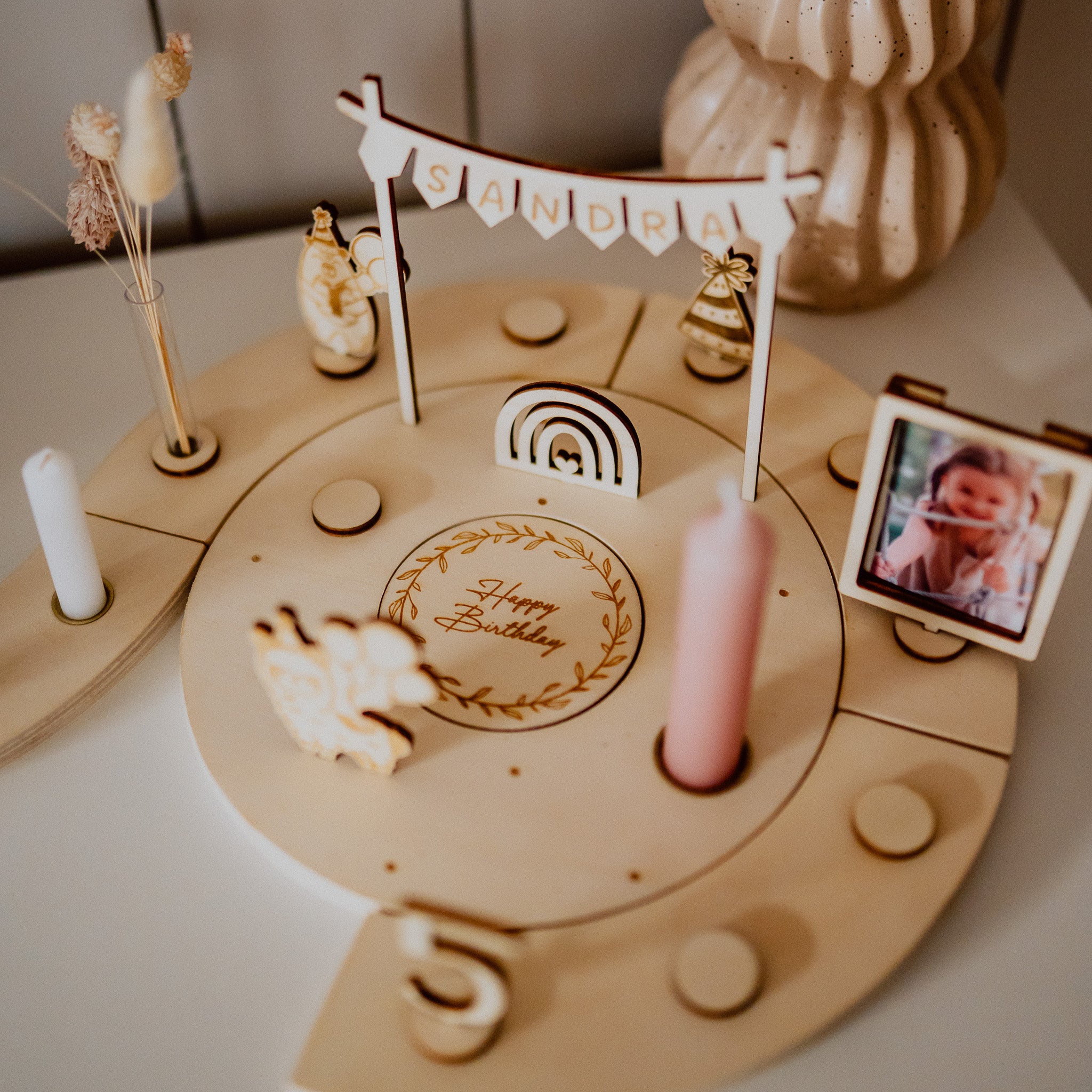 Holzkranz "Geburtstag" XXL - erweiterbar für Festtage