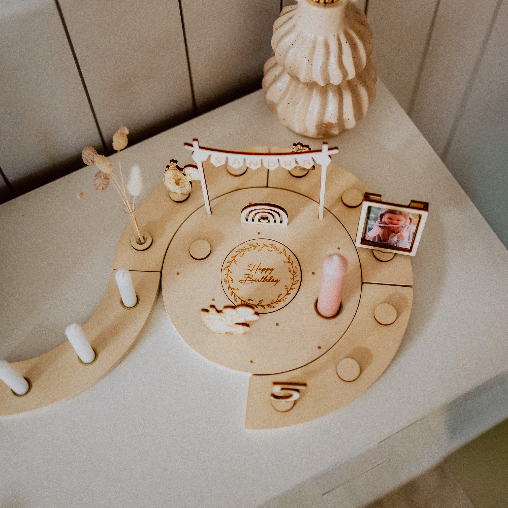 Holzkranz "Geburtstag" XXL - erweiterbar für Festtage