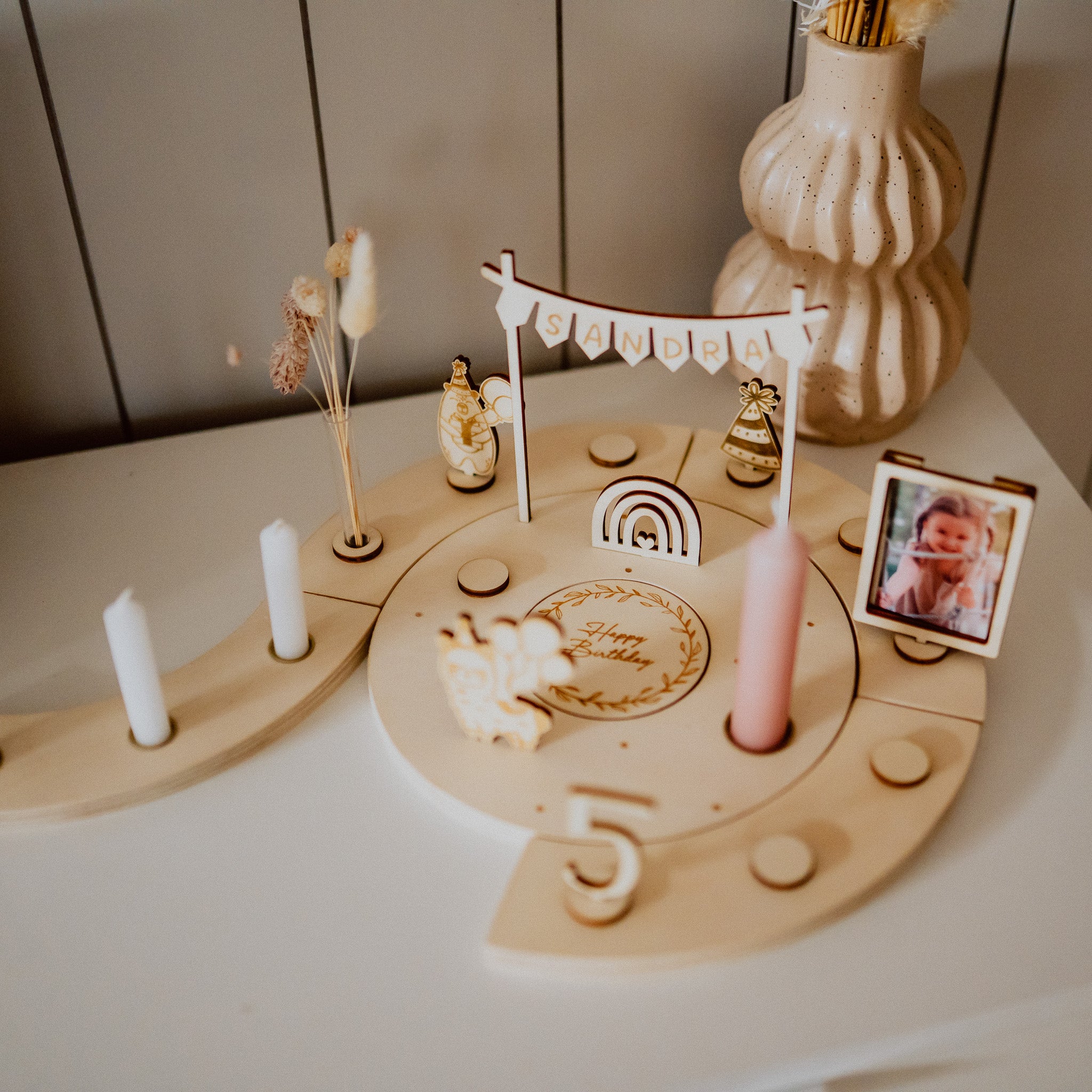 Holzkranz "Geburtstag" XXL - erweiterbar für Festtage