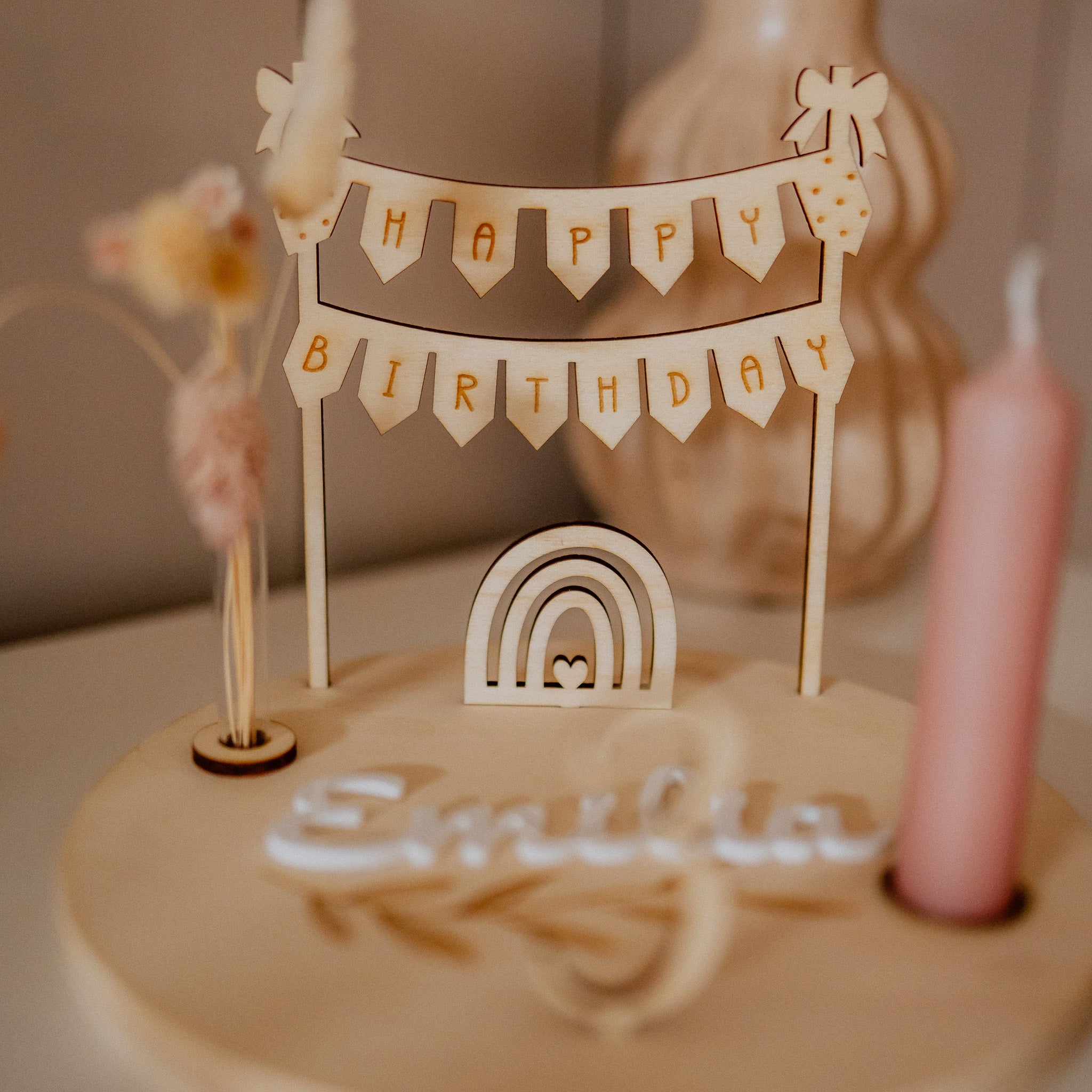 Holzkranz "Geburtstag" mit Acryl-Name