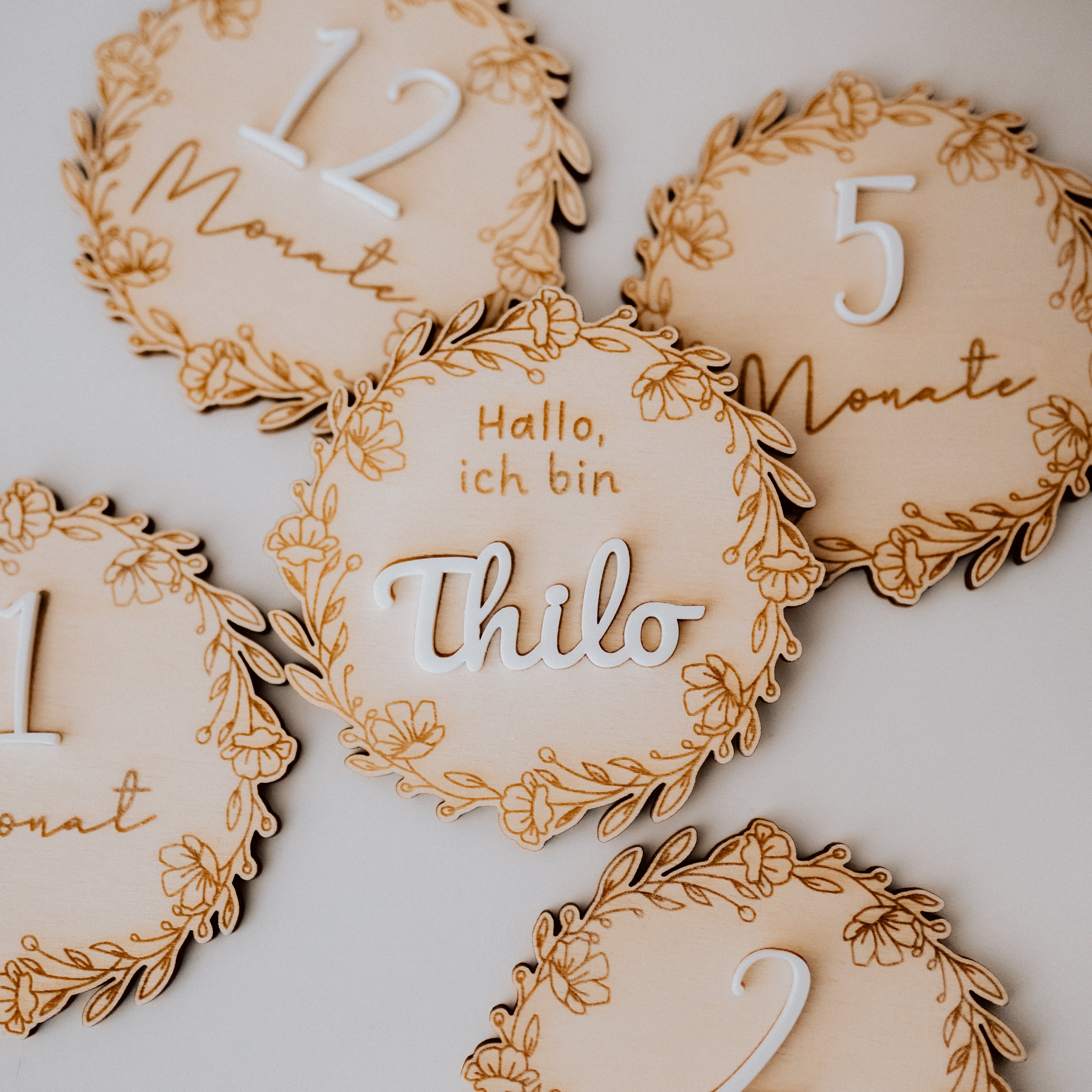 Meilenstein-Karten „Meine ersten 12 Monate“ – Holz & Acryl