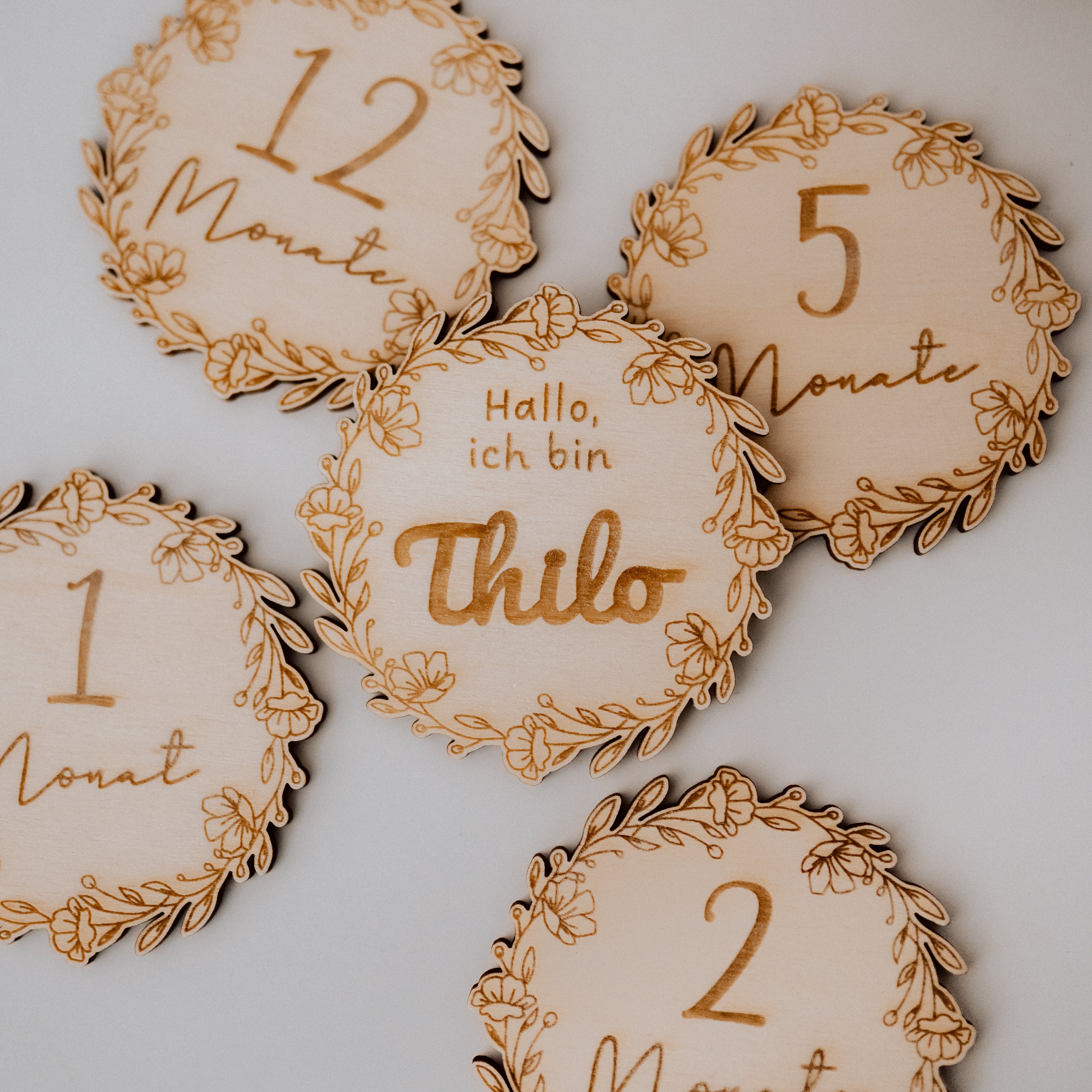 Meilenstein-Karten „Meine ersten 12 Monate“ – Holz & Acryl